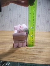 Load image into Gallery viewer, Pink Rose and Gingham Couch with Skirt and 2 Pillows
