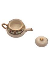 Load image into Gallery viewer, Jean Yingling – Glazed Ceramic Teapot with Floral Design and Golden Accents
