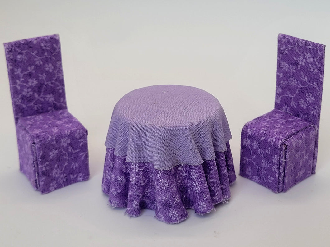 Handmade Purple Fabric Table and Chairs Set