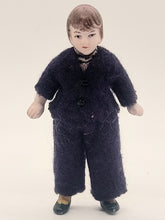 Load image into Gallery viewer, Dollhouse Miniature ~ Handmade Young Boy Doll in Blue Suit

