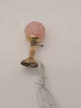 Load image into Gallery viewer, Dollhouse Miniature ~ Lighting Bug Brand, Pink Engraved Floral Spherical Lamp with Gold Base

