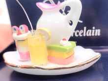 Load image into Gallery viewer, Dollhouse Miniature ~ Reutter Porcelain 5pc Drink &amp; Cake Set
