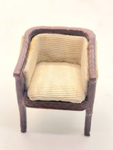 Load image into Gallery viewer, Dollhouse Miniature ~ 1:24 Scale, Wooden Chair with Beige Fabric Upholstery
