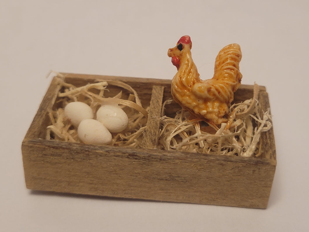 Crate with Chicken and Eggs