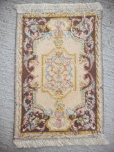 Load image into Gallery viewer, Dollhouse Miniature ~ Petit Point Rich Brown Rococo-Style Rug with Scrollwork Border- Ursula Sauerberg
