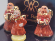 Load image into Gallery viewer, Dollhouse Miniature ~ Reutter Porcelain Handcrafted Angel Figurines holding Trumpets and Candles
