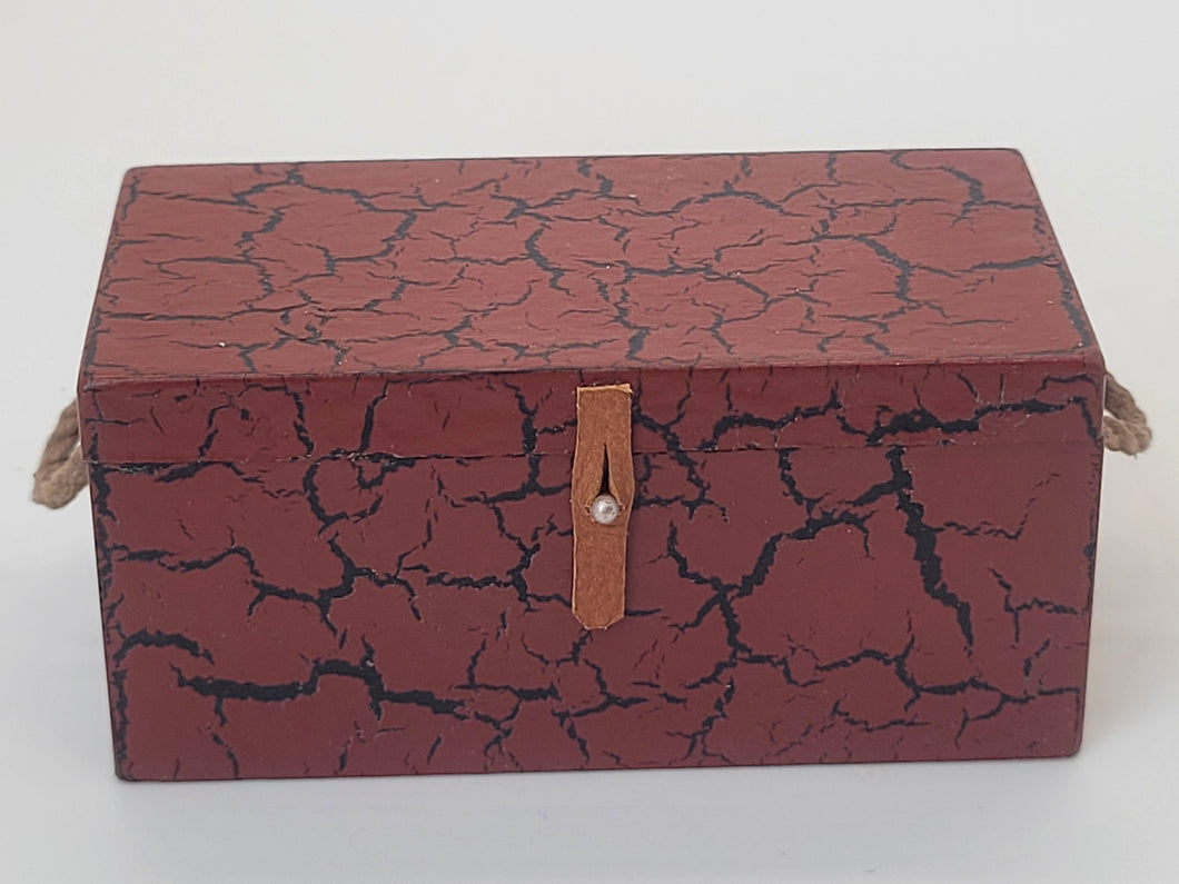 Dollhouse Miniature ~ Red Crackle Pattern with Leather Latch by Al Chandronnait