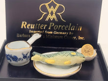 Load image into Gallery viewer, Dollhouse Miniature ~ 3pc Fish and Lemon Set by Reutter Porcelain
