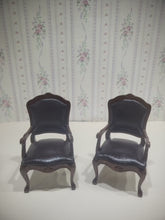 Load image into Gallery viewer, 2pc Dark Brown Leather Arm Chairs
