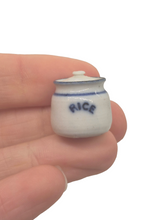 Load image into Gallery viewer, James Clark ‐ Handmade Pottery Jar Labeled 'Rice'
