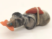 Load image into Gallery viewer, Carved Stone Bear with Salmon by Jeff Eriacho
