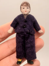 Load image into Gallery viewer, Dollhouse Miniature ~ Handmade Young Boy Doll in Blue Suit
