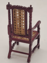 Load image into Gallery viewer, Dollhouse Miniature ~  Half Scale, Handmade Wood and Wicker Chair
