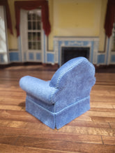 Load image into Gallery viewer, Blue Velvety 2pc Couch &amp; Chair Set with Pillows
