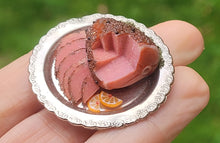 Load image into Gallery viewer, Ham Roast Slices with Orange on Metal Platter
