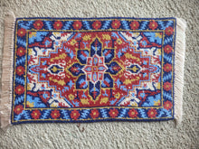 Load image into Gallery viewer, Dollhouse Miniature ~ Petit Point Classic Heriz-Style Rug with Floral Star Medallion and Tribal Borders - Ursula Sauerberg
