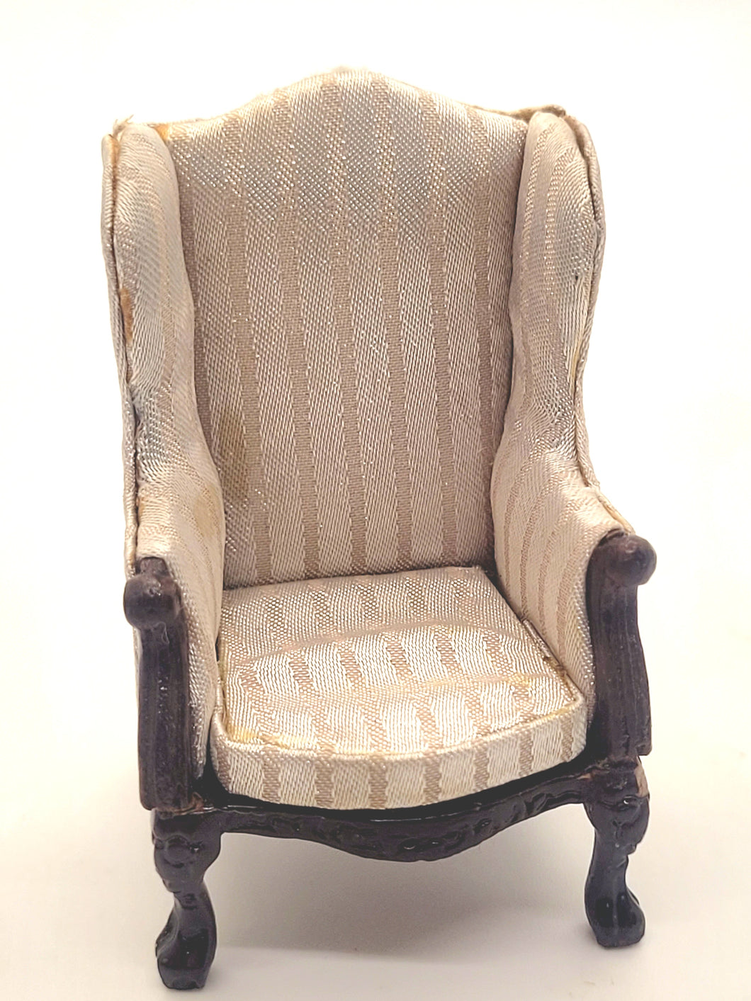 Dollhouse Miniature ~ 1:24 Scale, Striped Chair with Missing Cushion