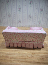 Load image into Gallery viewer, Pink Rose and Gingham Couch with Skirt and 2 Pillows

