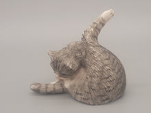 Load image into Gallery viewer, Resin Grey Tabby Cat Grooming Self
