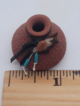 Load image into Gallery viewer, Dollhouse Miniature ~ 1:12 Scale, Clay Vase with Bead and Feather Decorations
