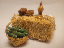 Load image into Gallery viewer, Haybale with Chicken and Cucumbers in Woven Basket
