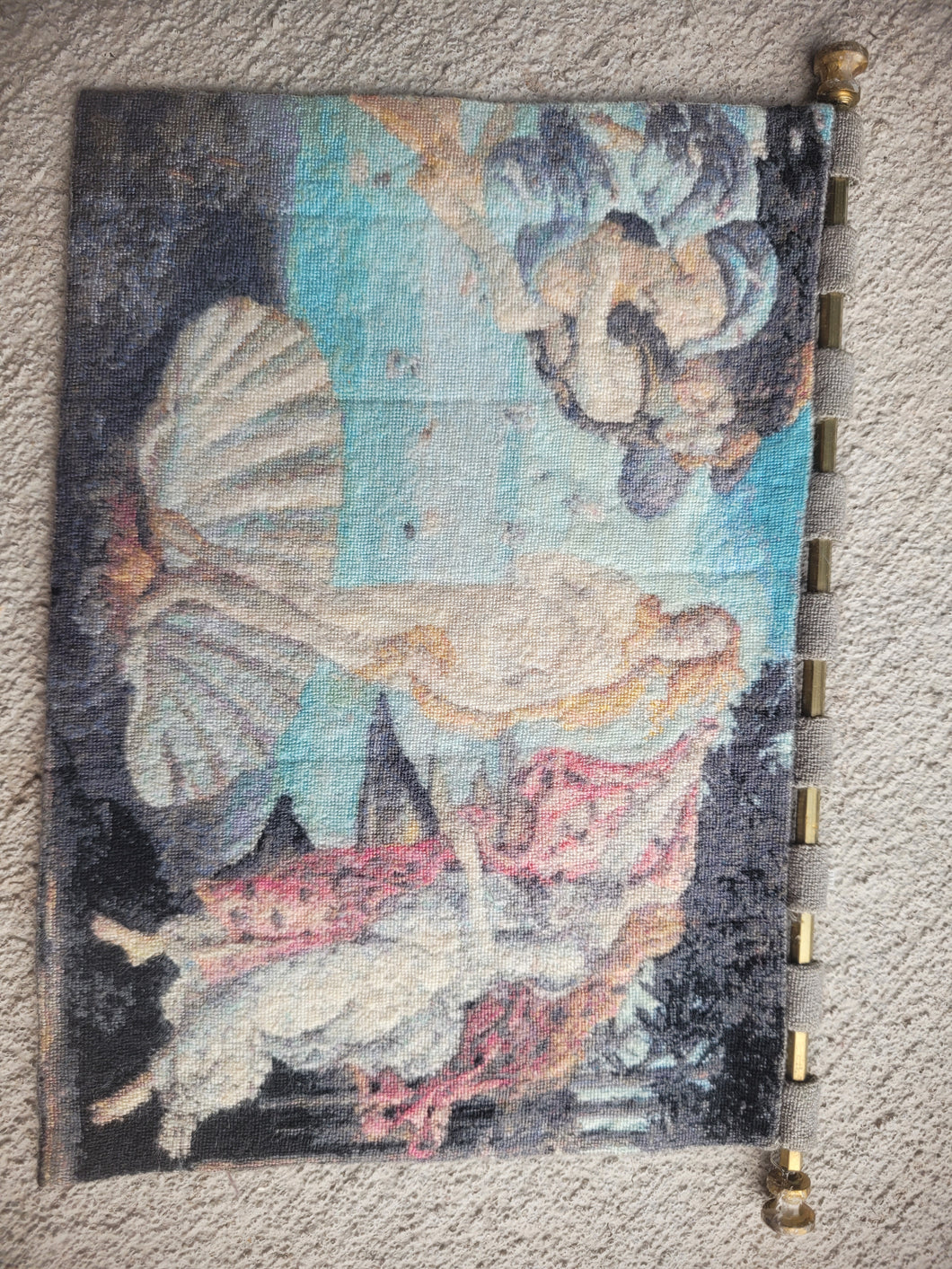 Dollhouse Miniature ~ Petit Point 'Birth of Venus' Hanging Tapestry on Metal Rod - Ursula Sauerberg