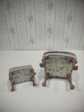 Load image into Gallery viewer, 2pc Striped Light Pink &amp; Purple Arm Chair and Foot Stool
