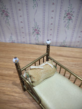 Load image into Gallery viewer, Gold Metal Bed with Round Pillow and Golden Mattress
