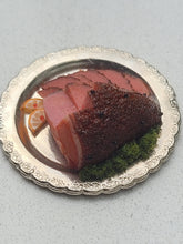 Load image into Gallery viewer, Ham Roast Slices with Orange on Metal Platter

