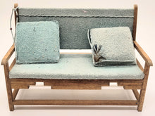 Load image into Gallery viewer, Dollhouse Miniature ~ 1:12 Scale, 3pc Living Room Set Including Sofa, Chair, and Leather Drum Table
