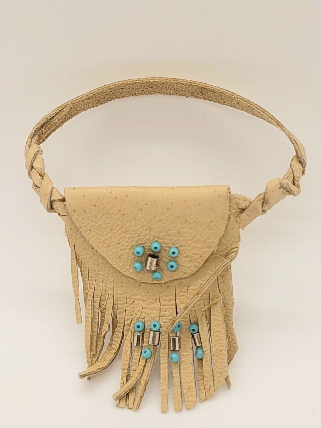 Dollhouse Miniature ~ 1:12 Scale, Leather Women's Purse with Bead Decorations and Fringe