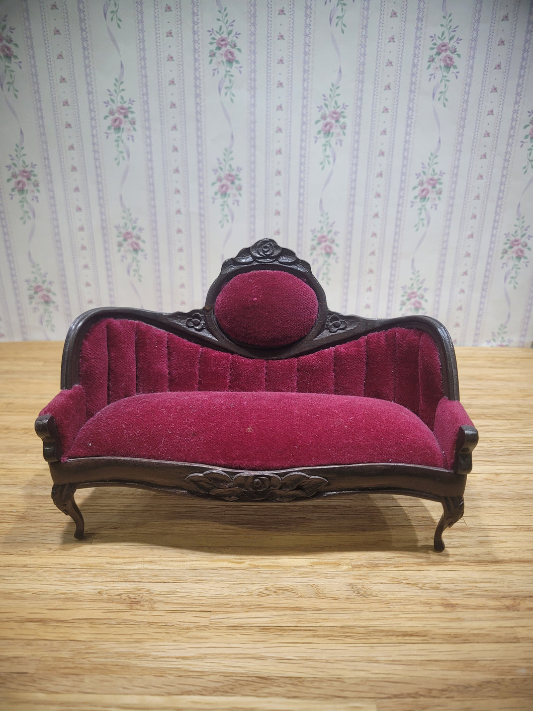 Burgundy/Plum Velvety Sofa