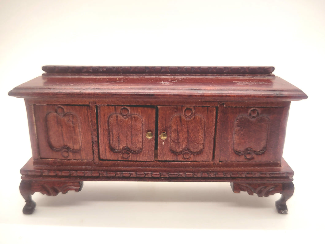 Dollhouse Miniature ~ 1:24 Scale, Long Wooden Credenza with Functional Cabinets