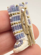 Load image into Gallery viewer, Dollhouse Miniature ~ 1:12 Scale, Beaded Leather Boots with Fringe – by Theresea Dudley
