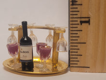 Load image into Gallery viewer, Brass Wine Holder with Red Wine Bottle and Glasses
