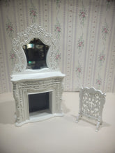 Load image into Gallery viewer, White Wooden Fireplace &amp; Fireplace Screen
