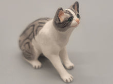 Load image into Gallery viewer, Grey Tabby with Striped Patches Sitting - Made of Resin
