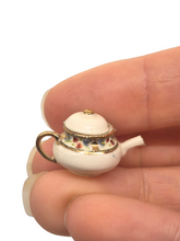 Load image into Gallery viewer, Jean Yingling – Glazed Ceramic Teapot with Floral Design and Golden Accents
