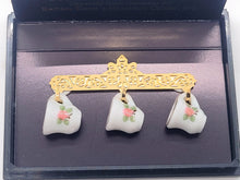 Load image into Gallery viewer, Dollhouse Miniature ~ Teacups on Gold Hanger by Reutter Porcelain
