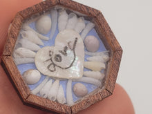 Load image into Gallery viewer, ¾&quot; Sailor&#39;s Valentine - &quot;Love&quot; on Heart Surrounded by Assorted Shells – by Pam Friend
