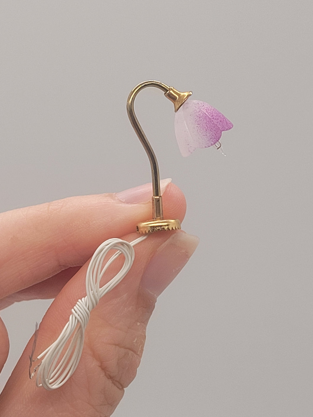 Dollhouse Miniature ~ Purple Flower Lamp