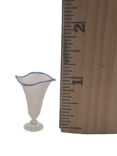 Load image into Gallery viewer, Glass Craft – Frosted Vase with Wavy Blue Edge
