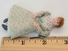 Load image into Gallery viewer, Handmade Young Woman Doll in Green Floral Dress
