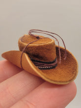 Load image into Gallery viewer, Dollhouse Miniature ~ Leather Cowboy Hat with String
