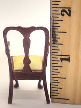 Load image into Gallery viewer, Dollhouse Miniature ~ 1:24 Scale, Mahogany Chair with Yellow Seat – Stain on Fabric
