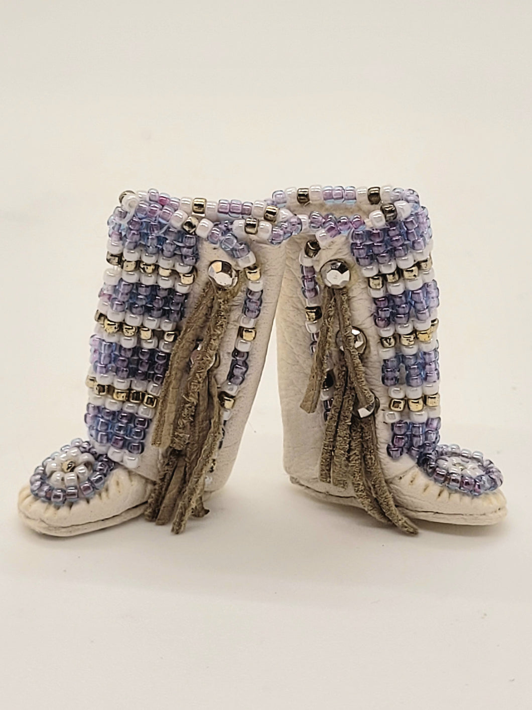 Dollhouse Miniature ~ 1:12 Scale, Beaded Leather Boots with Fringe – by Theresea Dudley