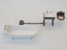 Load image into Gallery viewer, Dollhouse Miniature ~ 1:24 Scale, Porcelain &amp; Metal 4pc Bathroom Set
