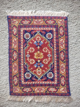 Load image into Gallery viewer, Dollhouse Miniature ~ Petit Point Embellished Red &amp; Navy Oriental Rug - Ursula Sauerberg
