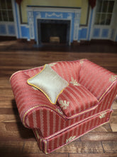 Load image into Gallery viewer, 2pc Red Striped Living Room Set, Couch &amp; Chair w/ Pillows
