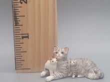 Load image into Gallery viewer, Resin Grey Tabby Cat Laying with Kittens
